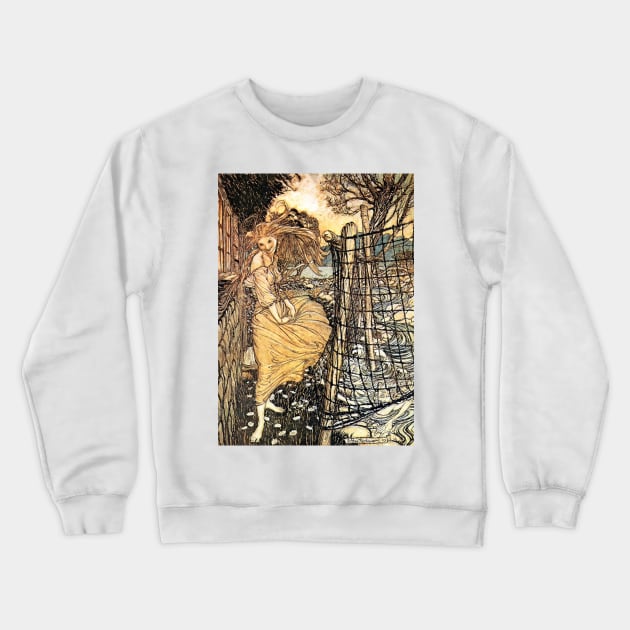 Undine Outside The Window - Arthur Rackham Crewneck Sweatshirt by forgottenbeauty